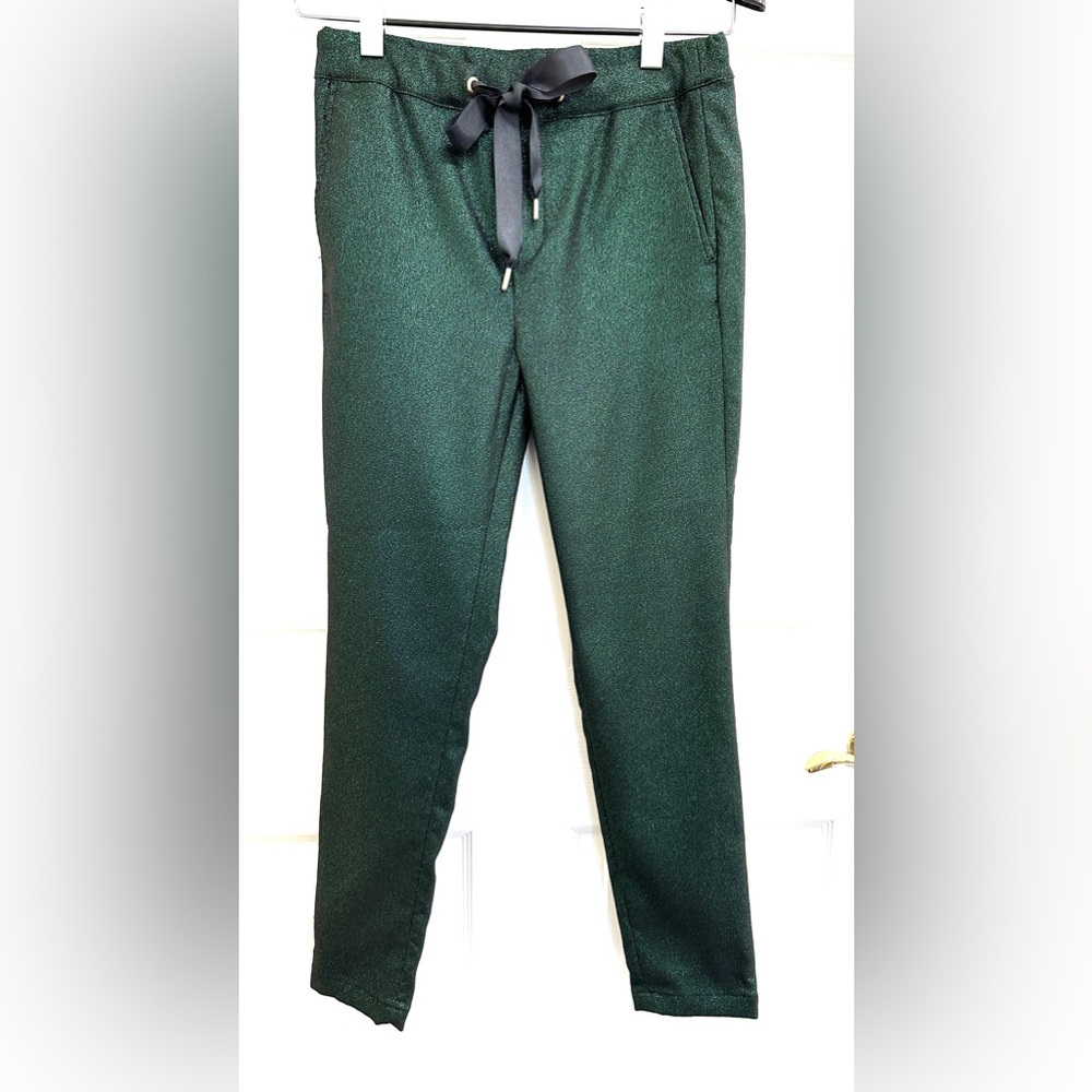 NWOT Reiko France Faustine Green Glitter Drawstring Pants - Picture 5 of 14